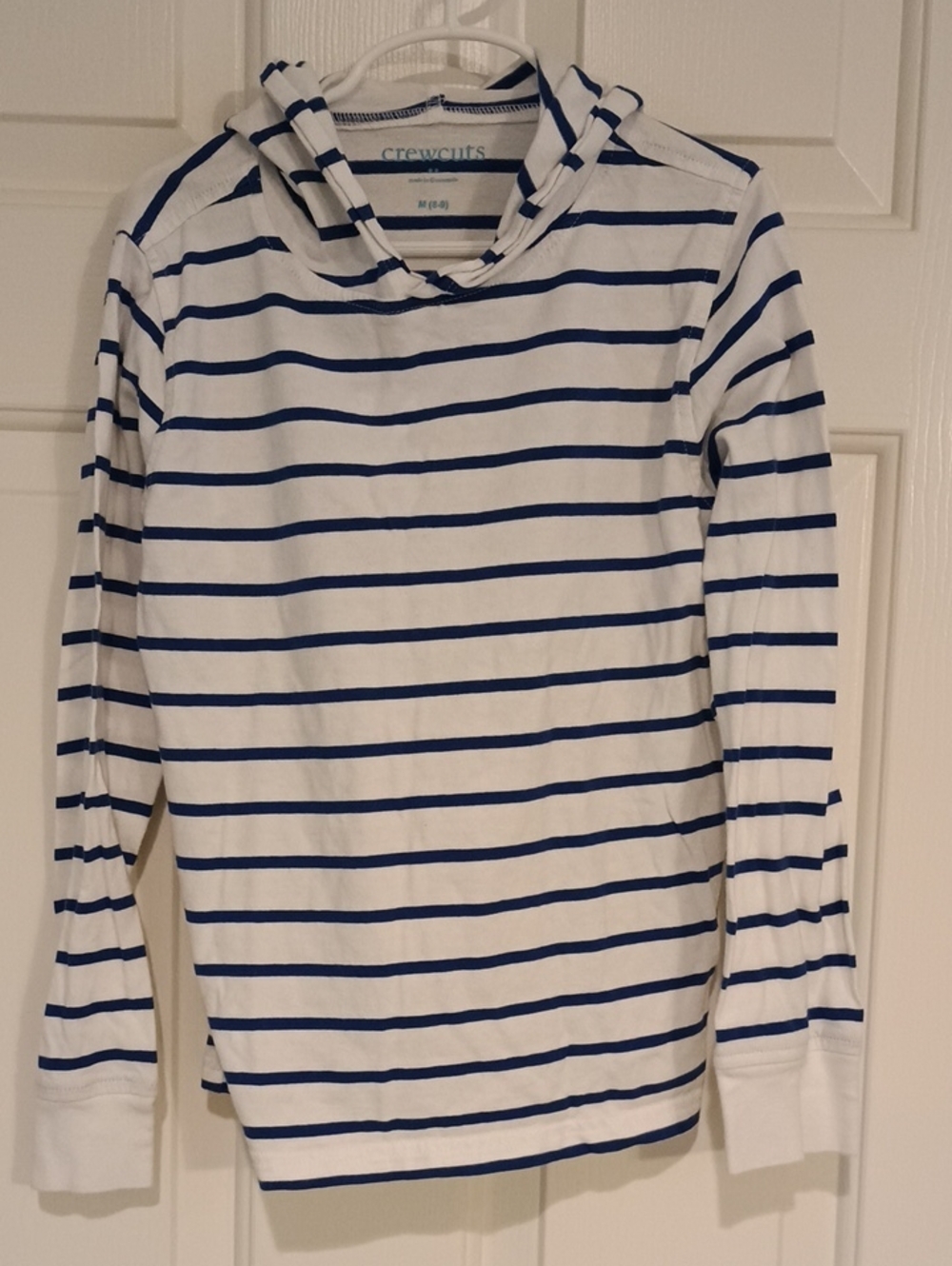 Crewcuts Navy and White Striped Hooded Long Sleeve